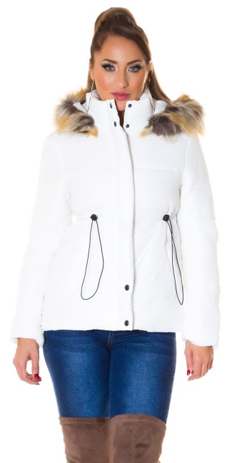 Trendy winter jacket with a detachable hood White